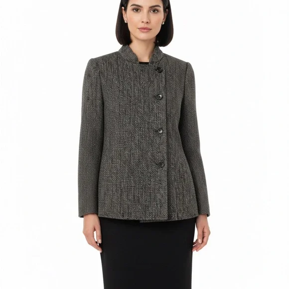 Armani Collezioni Tweed Gray Blazer - Picture 2 of 7